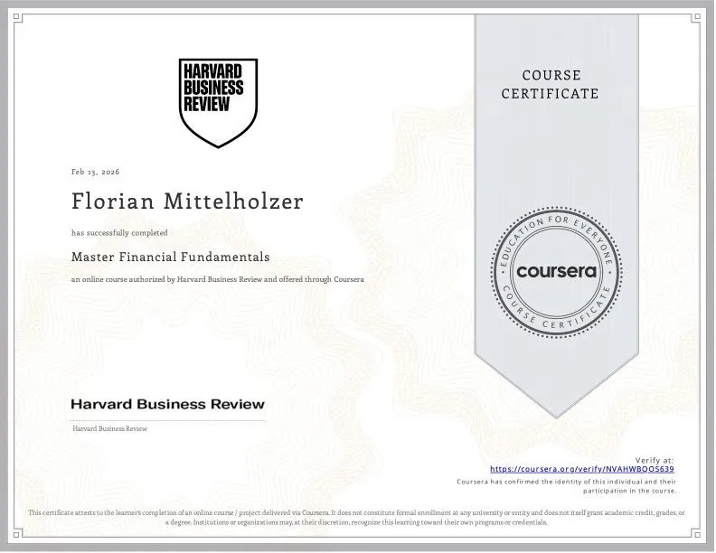 Zertifikat Master Financial Fundamentals, Harvard Business Review